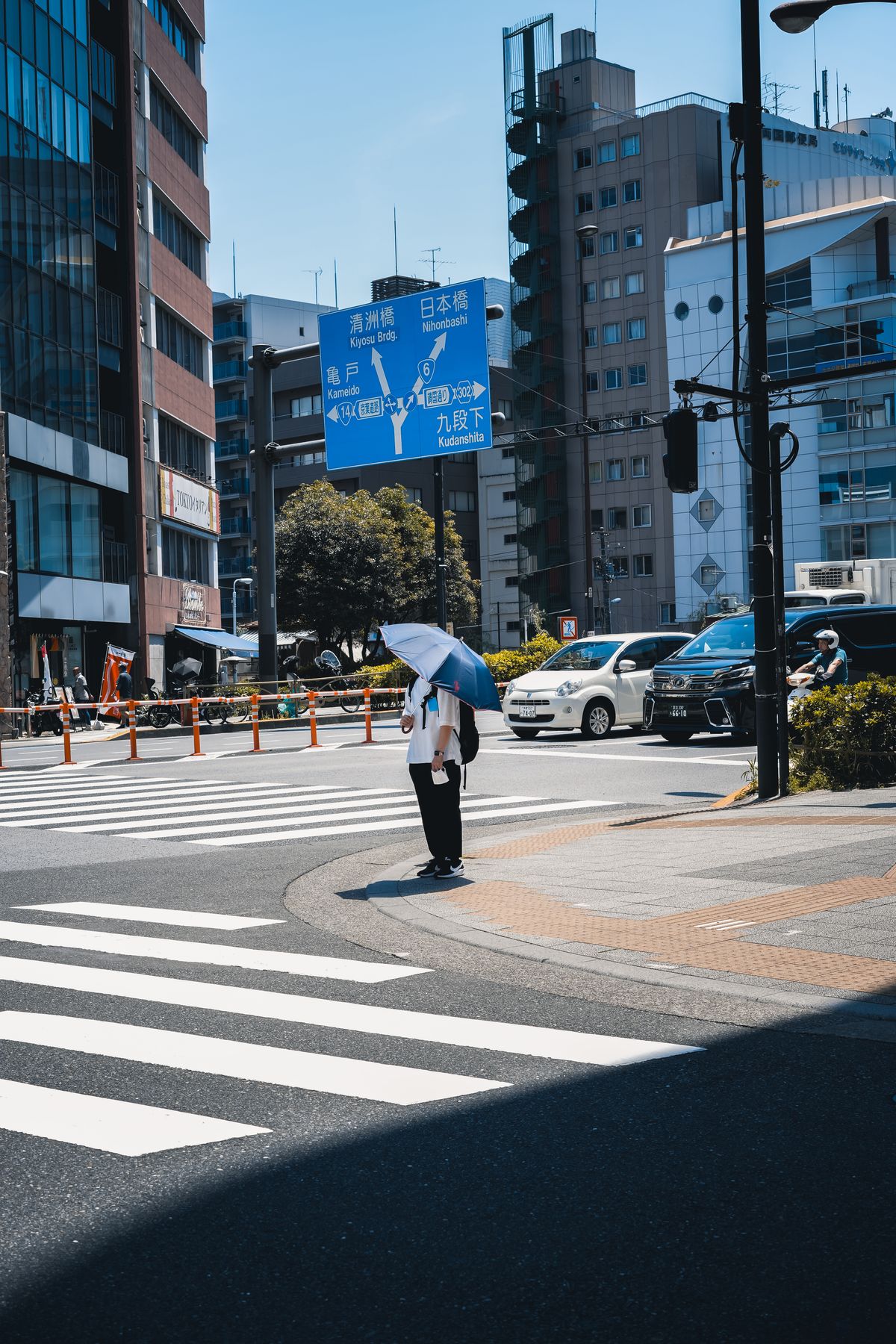 Đường phố Tokyo mùa hè với ô che nắng